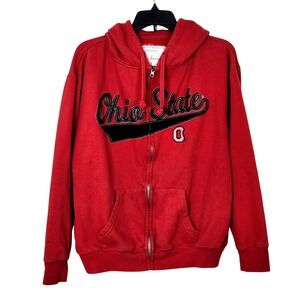 Ohio State Buckeyes Spell Out Zip Up Hooded Sweatshirt Size Large Red J. America